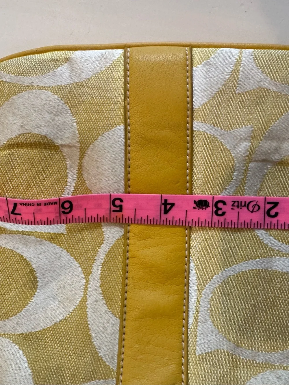 Coach Yellow Signature-Pattern Crossbody Bag with Canvas Strap